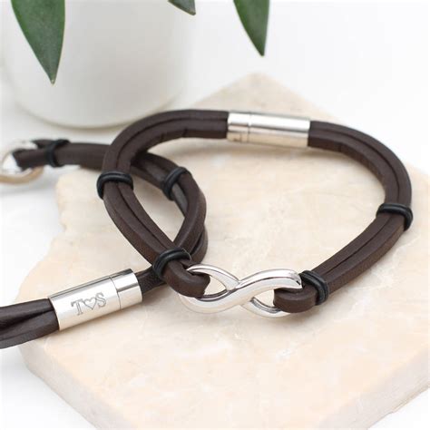 leather infinity bracelet for men|men's personalised infinity bracelet.